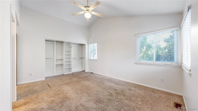 3732 Rosewalk Ct, Highlands Ranch, CO 80129 - unfurnished bedroom featuring carpet floors, lofted ceiling, and a closet