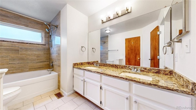 3732 Rosewalk Ct, Highlands Ranch, CO 80129 - full bath with bathing tub / shower combination, tile patterned flooring, and double vanity