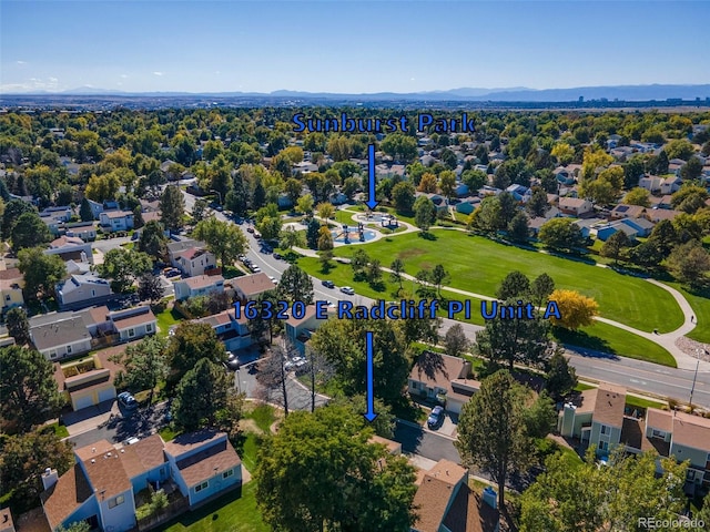 bird's eye view featuring a residential view