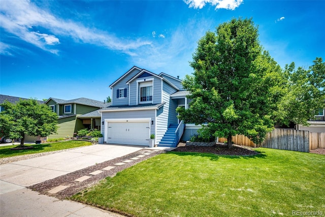8930 Apache Plume Dr, Parker, CO 80134 - view of front of house with a garage, driveway, and stairway