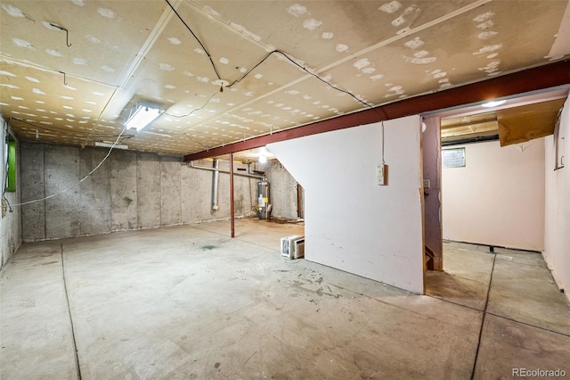 below grade area with water heater