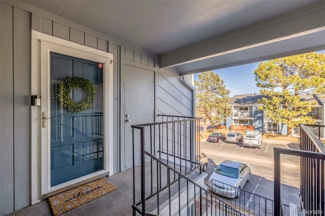 doorway to property with a balcony