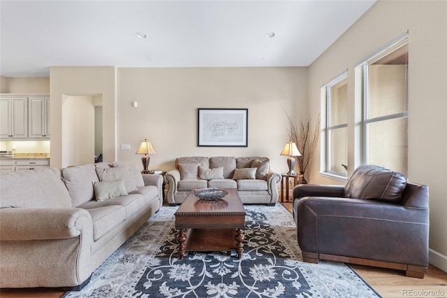 living room featuring light wood finished floors