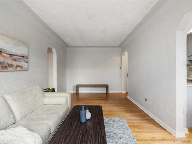 1130 N N Pennsylvania St Unit 306, Denver, CO 80203 - living area featuring arched walkways and light wood-style floors