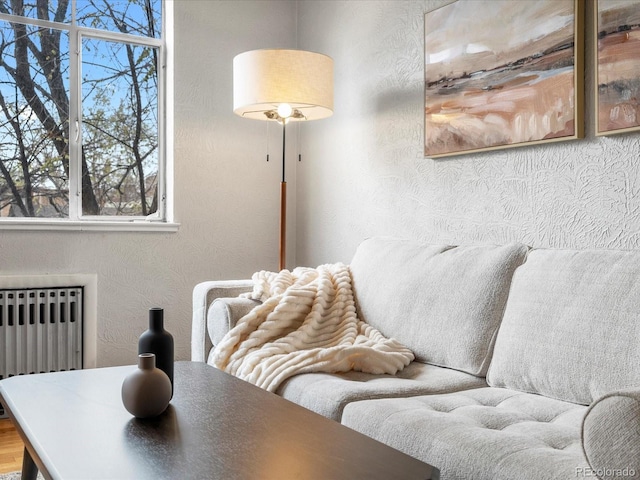 1130 N N Pennsylvania St Unit 306, Denver, CO 80203 - dining space featuring radiator heating unit, plenty of natural light, and a textured wall