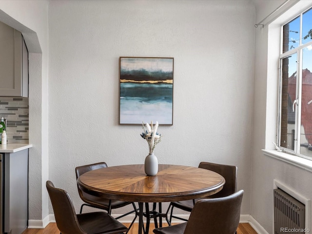 1130 N N Pennsylvania St Unit 306, Denver, CO 80203 - dining area with radiator heating unit and light wood finished floors