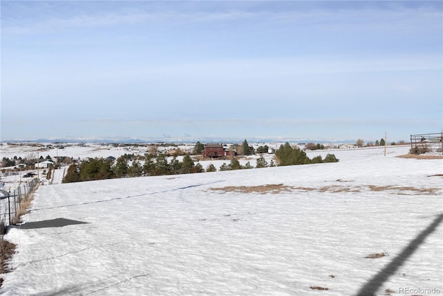 view of yard layered in snow