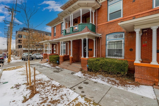 view of snow covered exterior