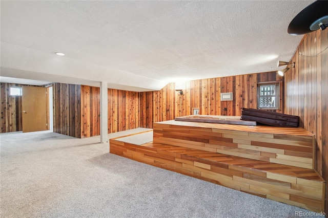 10262 W Ida Ave Unit 243, Littleton, CO 80127 - bar area with wooden walls, a textured ceiling, and carpet flooring