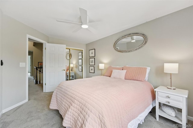 9385 Prairie View Dr, Highlands Ranch, CO 80126 - bedroom with carpet floors, a closet, and a ceiling fan
