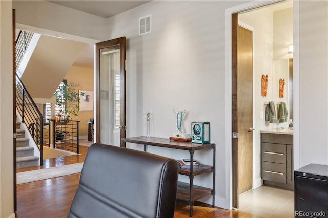 living area featuring light wood-type flooring