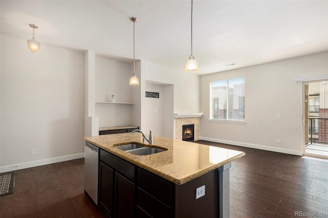 301 Inverness Way S Unit 202, Englewood, CO 80112 - kitchen with a sink, healthy amount of natural light, stainless steel dishwasher, and dark wood-style flooring