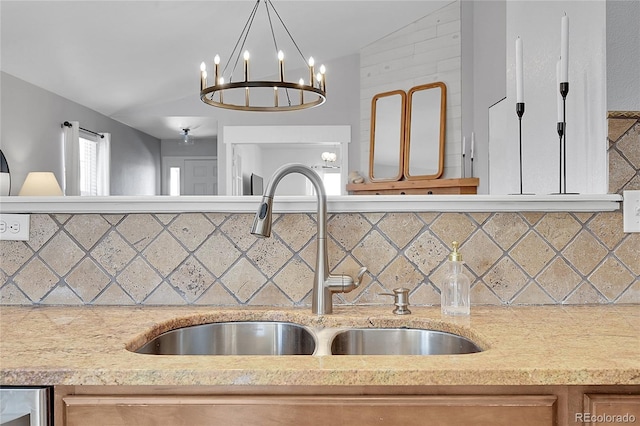 3838 Brush Rd, Castle Rock, CO 80108 - kitchen with a sink, backsplash, and light stone countertops