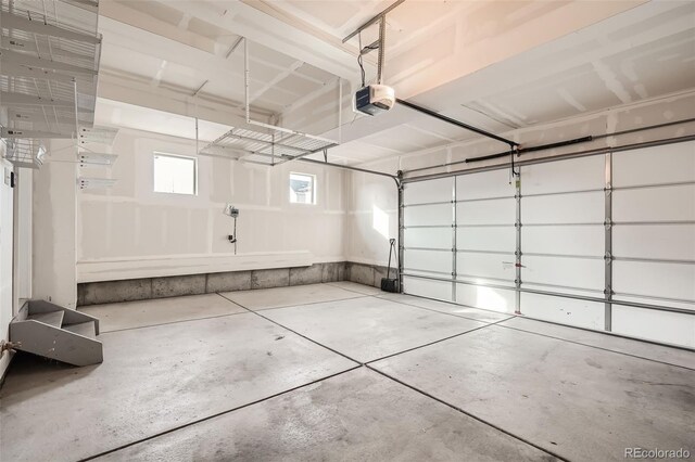 garage with a garage door opener