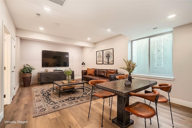 living room featuring light hardwood / wood-style floors