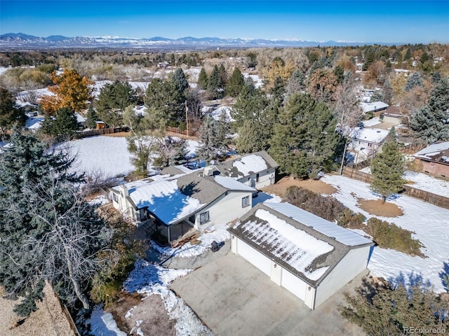 aerial view with a mountain view