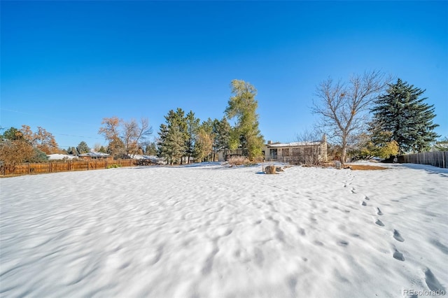 view of yard covered in snow