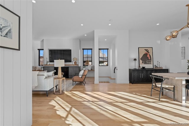 living room featuring light hardwood / wood-style floors