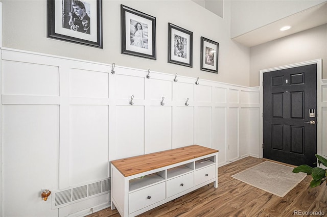 mudroom featuring hardwood / wood-style flooring