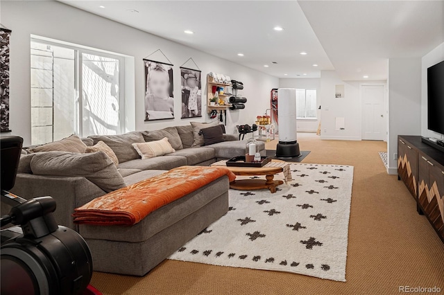 2855 Pawnee Creek Dr, Loveland, CO 80538 - living room with light colored carpet and recessed lighting