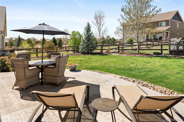 2855 Pawnee Creek Dr, Loveland, CO 80538 - fenced backyard featuring outdoor dining area and a patio area
