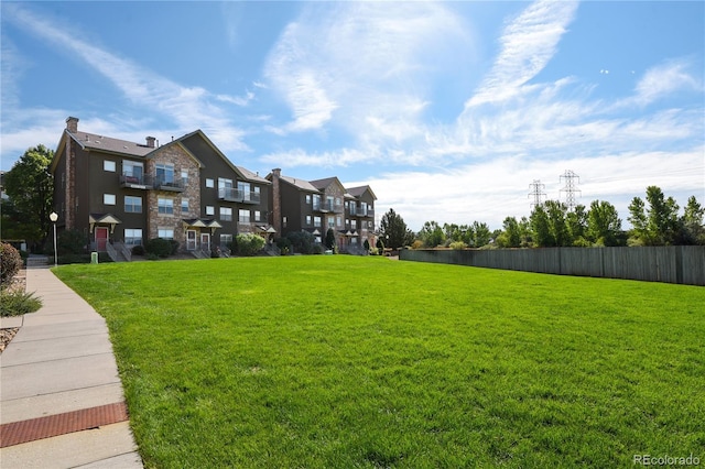 view of property's community featuring fence