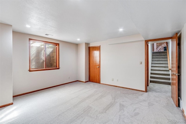 2631 Yorkshire St, Fort Collins, CO 80526 - unfurnished room featuring carpet floors, stairway, and recessed lighting
