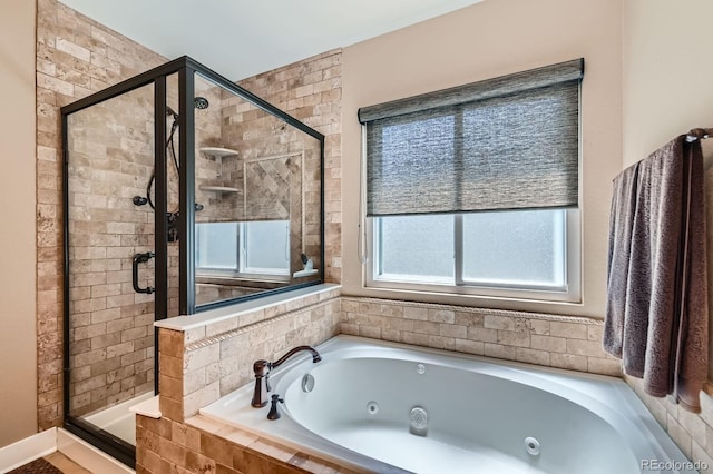 14179 Madison St, Thornton, CO 80602 - bathroom with a whirlpool tub and a shower stall