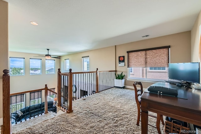 14179 Madison St, Thornton, CO 80602 - office space featuring a ceiling fan, carpet flooring, and recessed lighting
