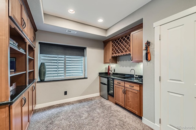 14179 Madison St, Thornton, CO 80602 - indoor wet bar with light colored carpet and recessed lighting