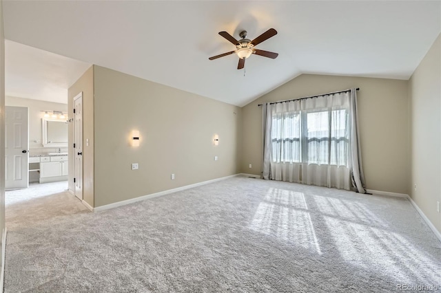 518 Zircon Way, Superior, CO 80027 - unfurnished room featuring a ceiling fan, light colored carpet, lofted ceiling, and baseboards