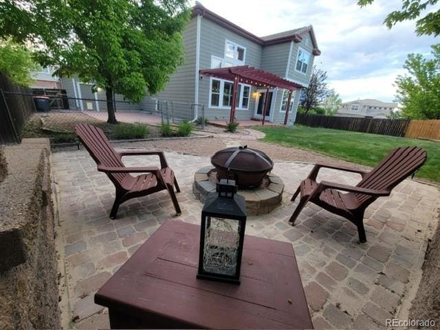 518 Zircon Way, Superior, CO 80027 - view of patio / terrace featuring an outdoor fire pit and a pergola