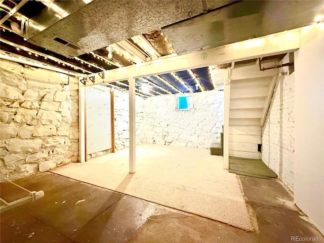 view of unfinished below grade area