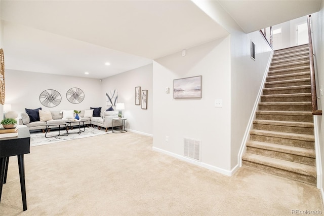 living room featuring carpet flooring