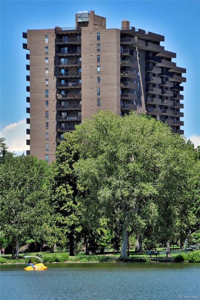 view of property with a water view