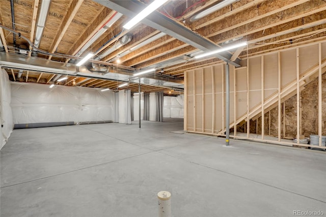 view of unfinished basement