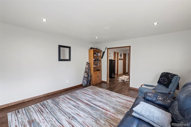 unfurnished room featuring dark wood-type flooring