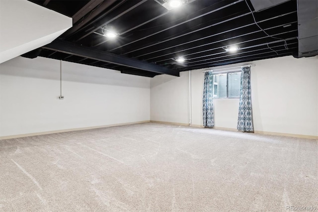 basement with carpet floors