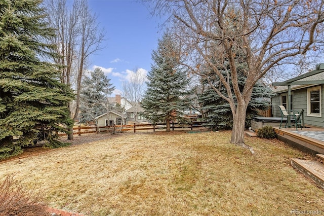 view of yard featuring a deck