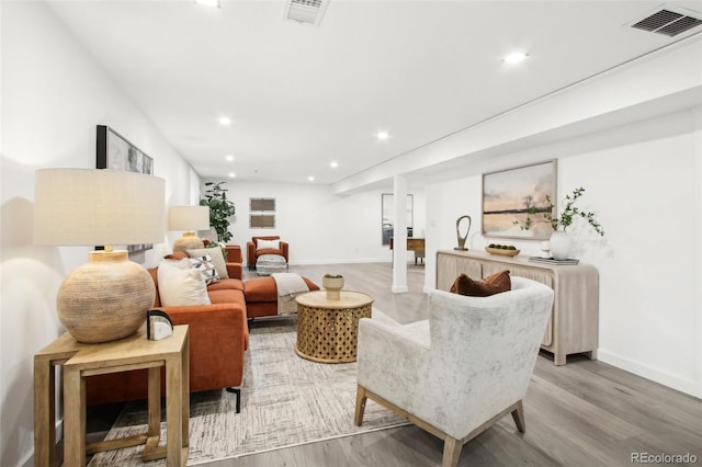 5886 S Logan St, Centennial, CO 80121 - living room featuring light wood-style flooring and recessed lighting