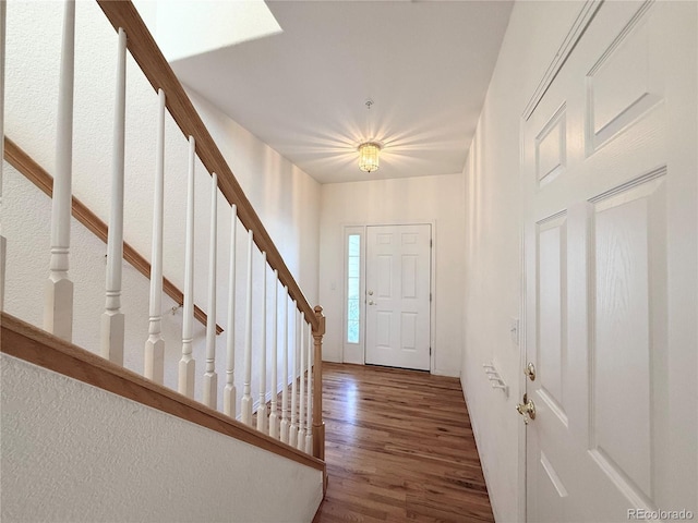 foyer with dark wood-type flooring