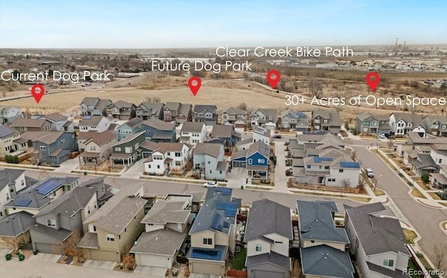 aerial view with a residential view