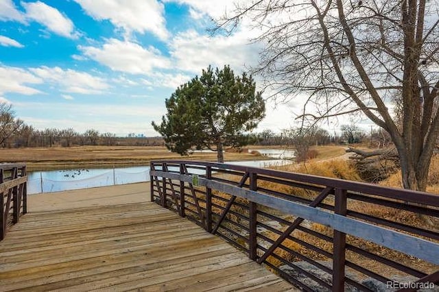 dock area featuring a water view