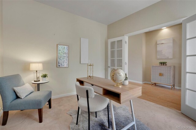 1001 Deer Clover Way, Castle Pines, CO 80108 - office area featuring baseboards and light carpet