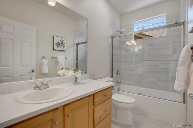 1001 Deer Clover Way, Castle Pines, CO 80108 - full bathroom featuring vanity, enclosed tub / shower combo, and tile patterned flooring