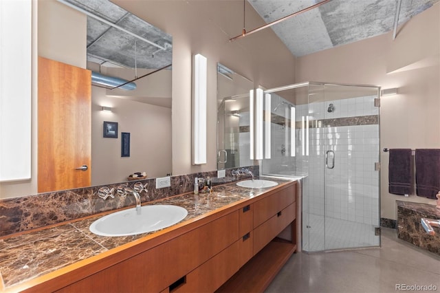1610 Little Raven St Unit 502, Denver, CO 80202 - full bath with a shower stall and double vanity