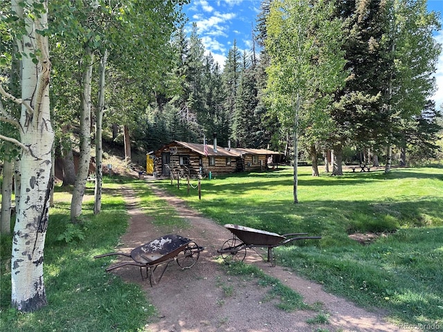 view of home's community with a lawn