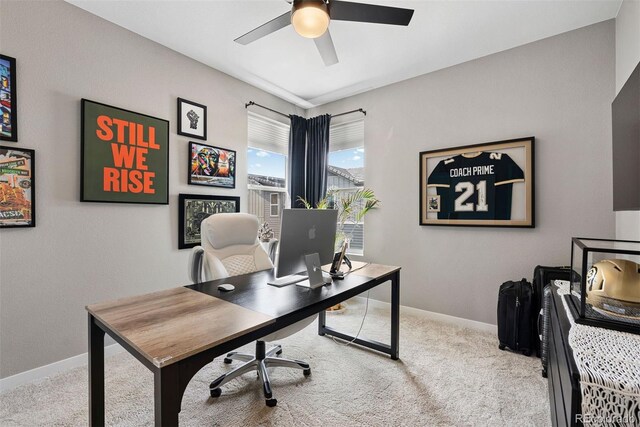 15020 Cast Pebble Cir, Parker, CO 80134 - carpeted home office featuring ceiling fan and baseboards