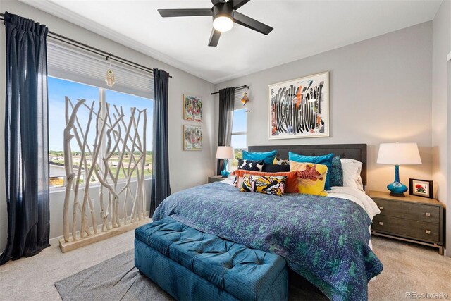 15020 Cast Pebble Cir, Parker, CO 80134 - carpeted bedroom featuring multiple windows and ceiling fan