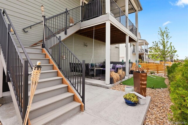 15020 Cast Pebble Cir, Parker, CO 80134 - view of patio / terrace with stairs and an outdoor hangout area